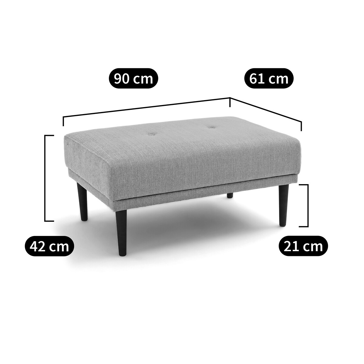 Pouf polyester Tuske beige lin, LA REDOUTE INTERIEURS
