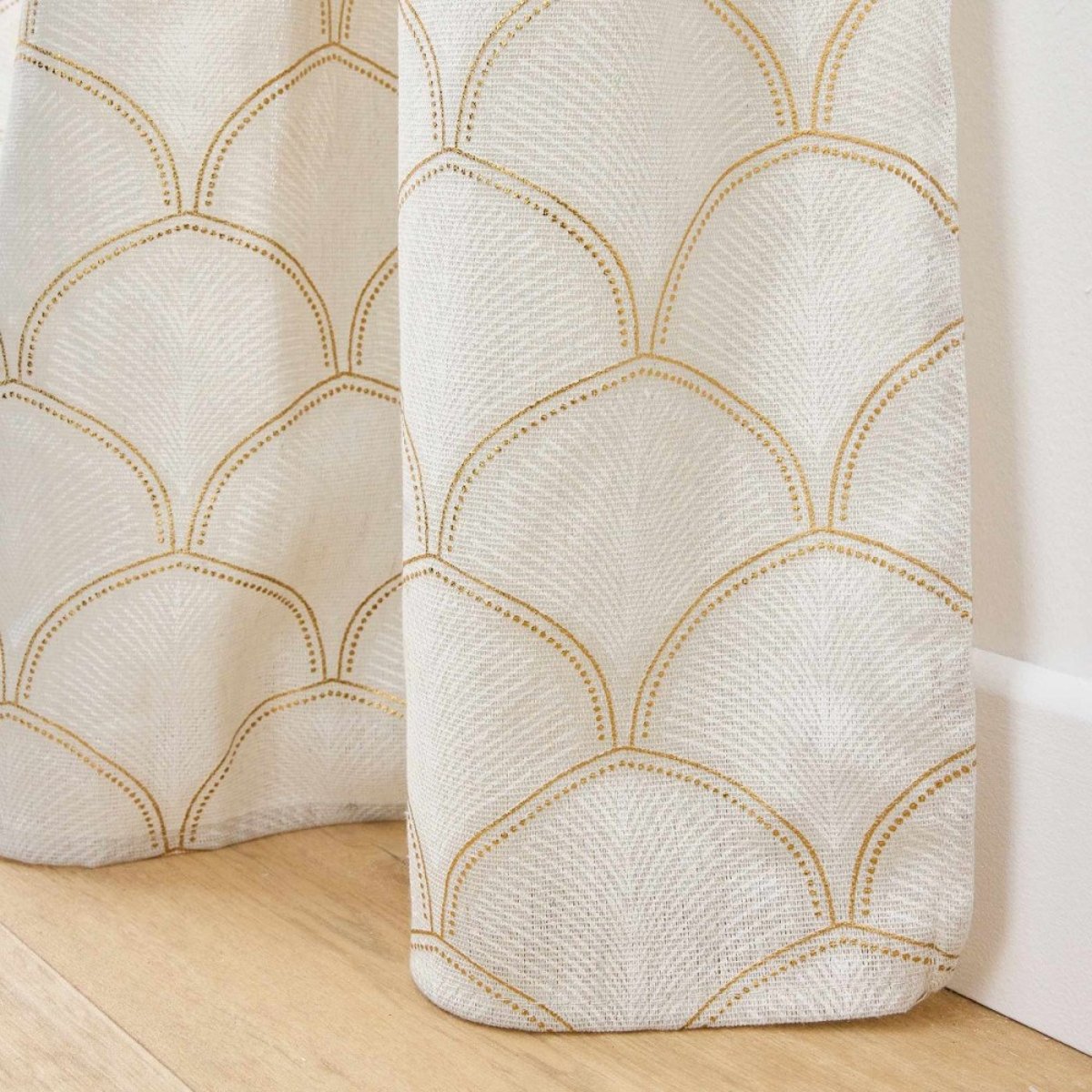 Rideau à œillets 140x280 CRISTY imprimé métallisé beige, DECORATIE