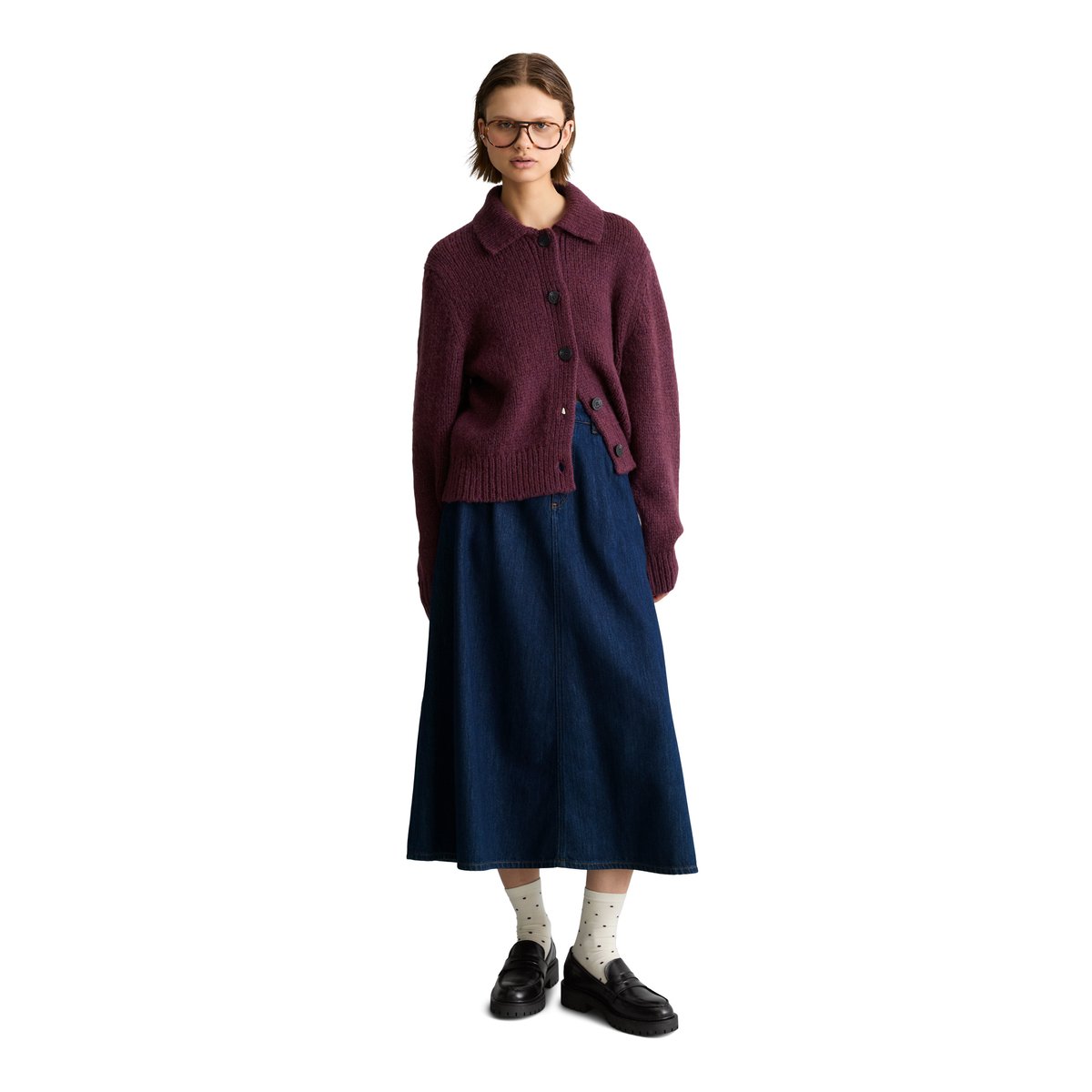 Cardigan épais, coupe classique en mélange de laine vierge douce rouge, MARC O’POLO DENIM