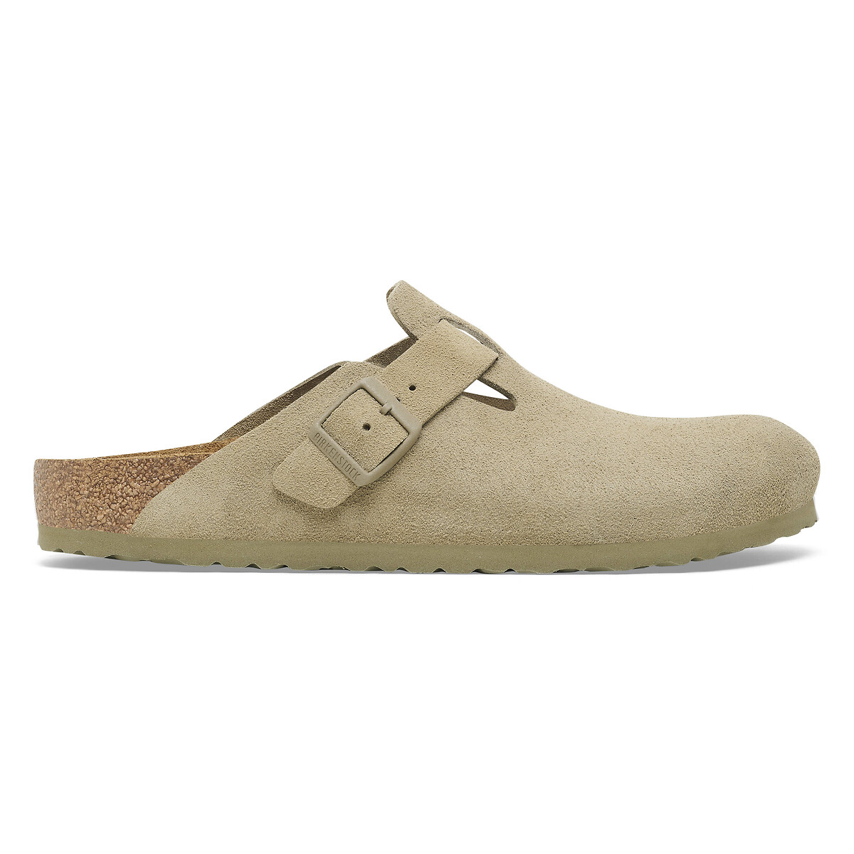 Sabots en cuir suedé Boston kaki, BIRKENSTOCK