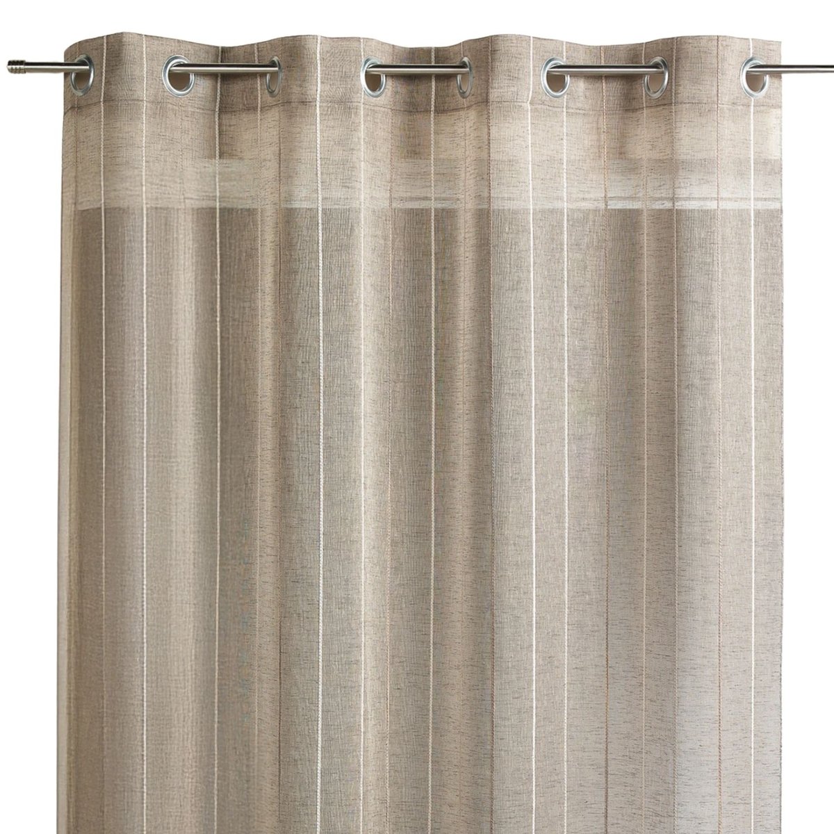Voilage tissé à rayures verticales fines taupe, HOME MAISON