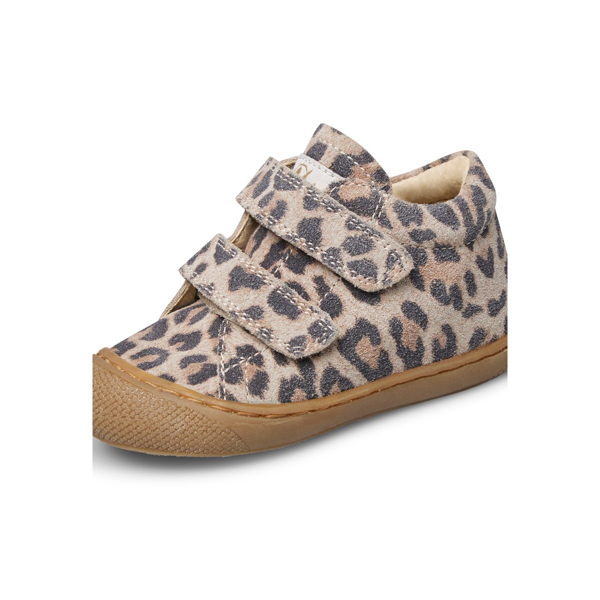 Chaussons premiers pas en suède imprimé léopard COCOON VL beige-, NATURINO