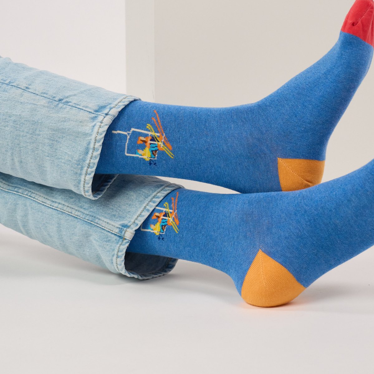 Chaussettes en coton peigné A MOTIFS bleu ciel, BILLYBELT