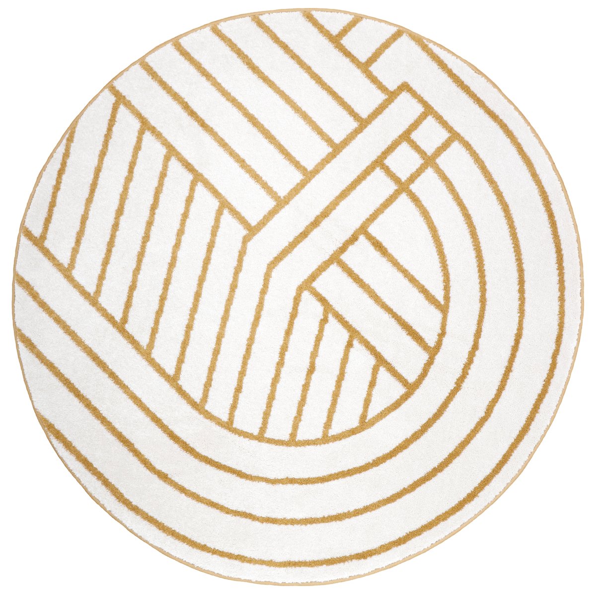 Tapis rond contemporain LUISA ecru / ocre, NATTIOT