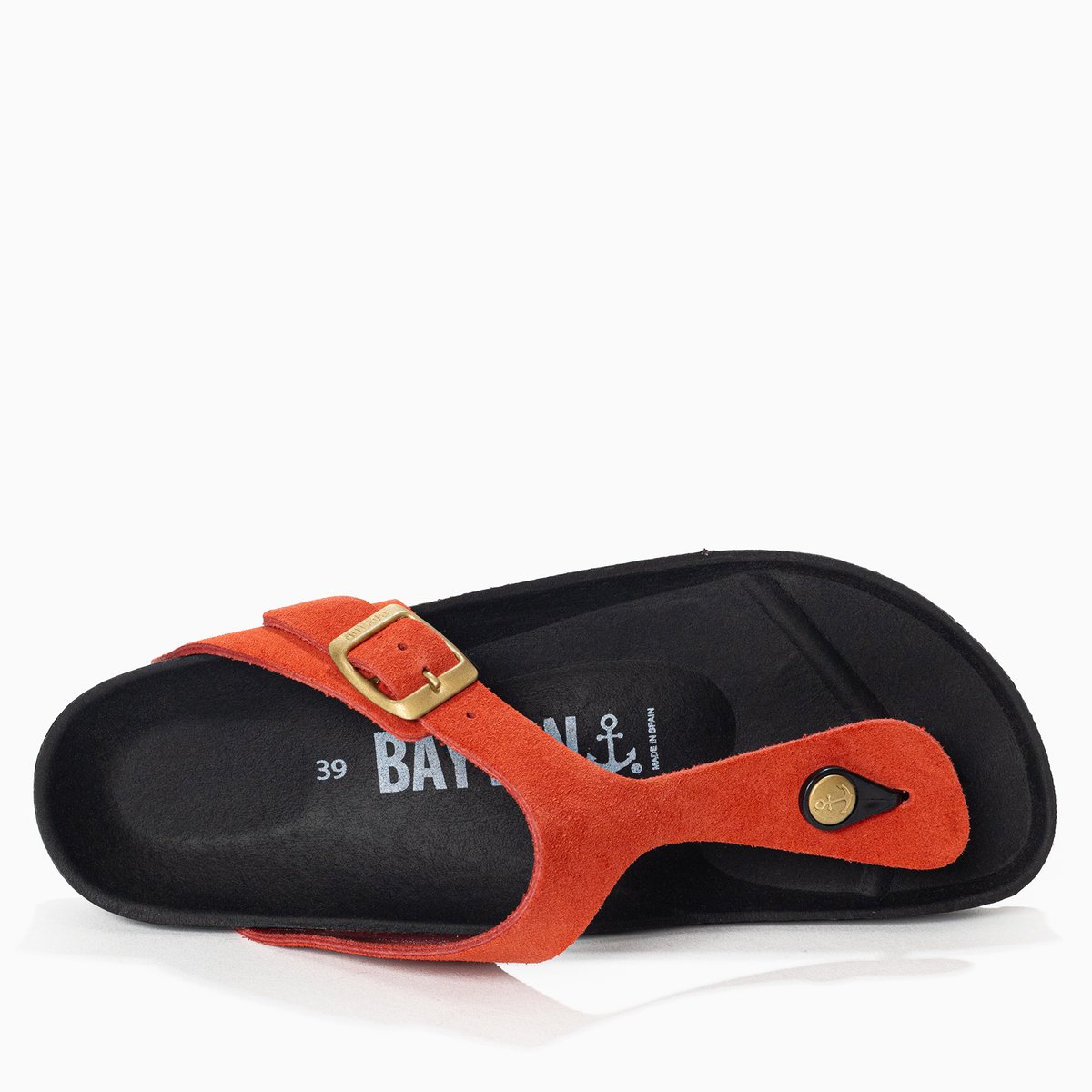 Tongs en cuir suédé MERCURE orange, BAYTON