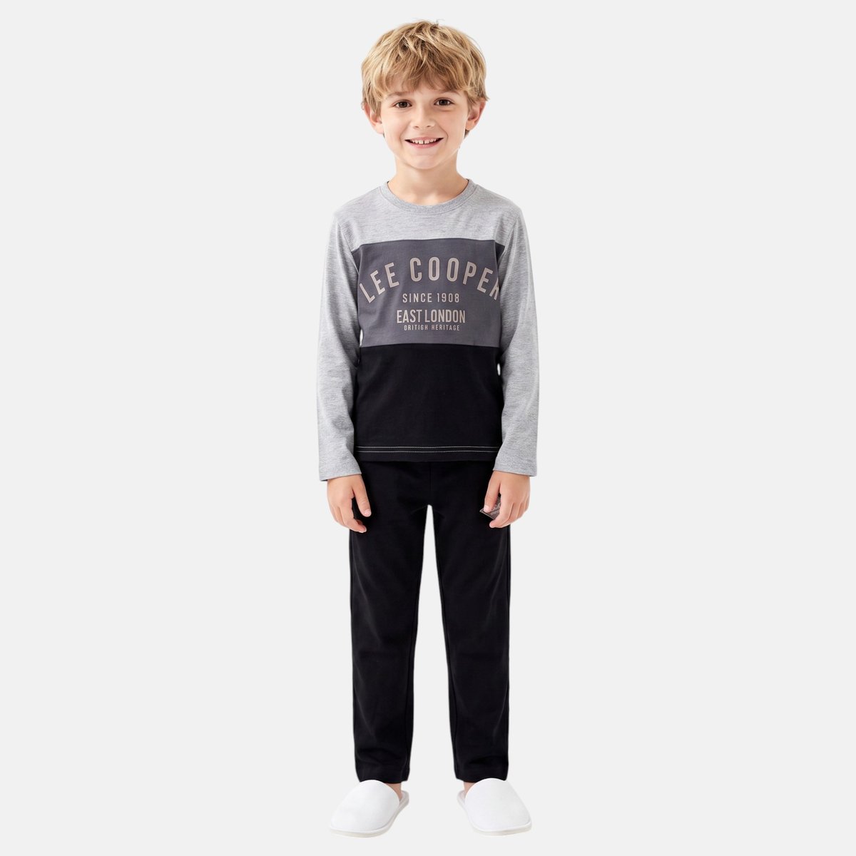 Pyjama imprimé à empiècements contrastés, col rond et manches longues COOL KIDS noir, LEE COOPER