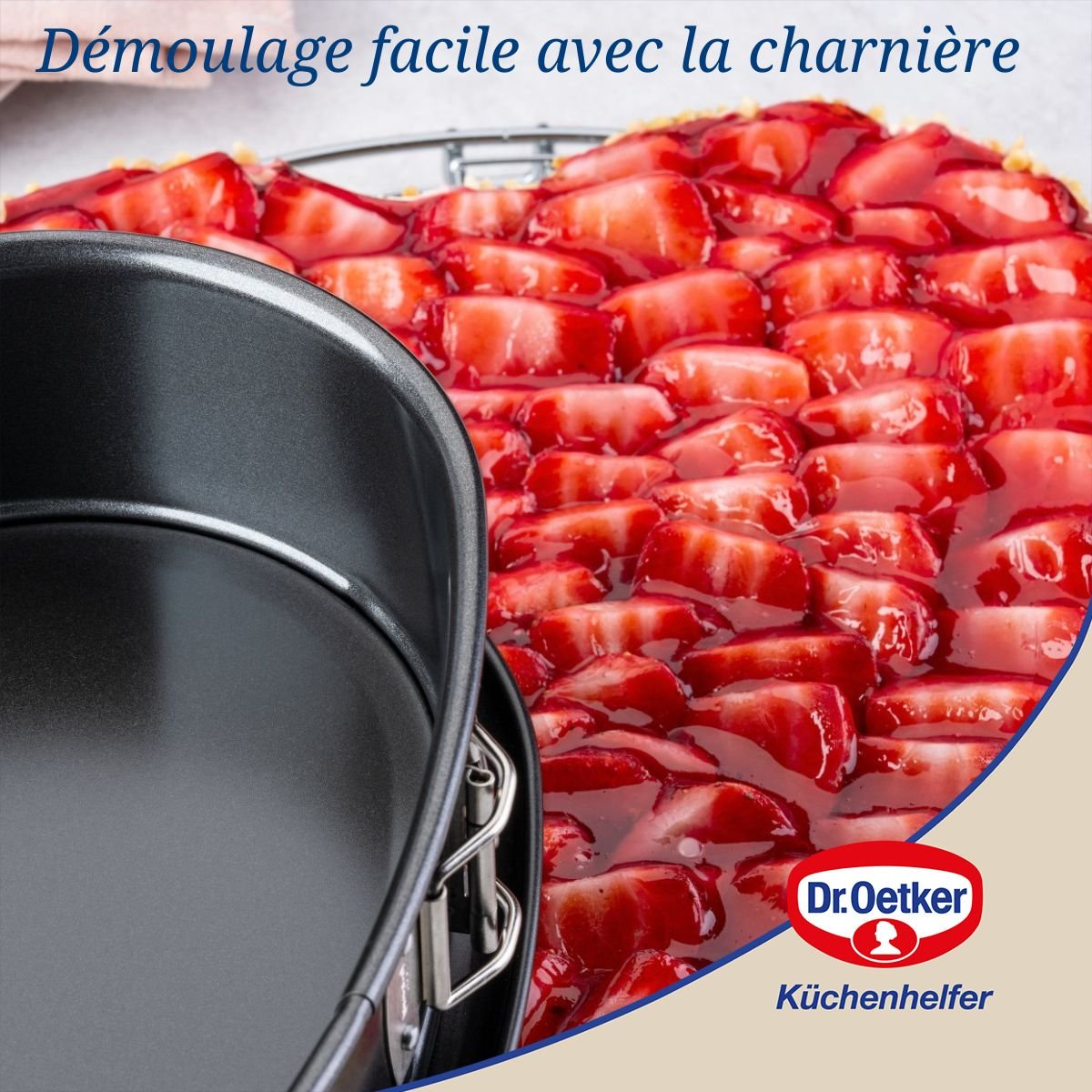 Lot de 2 moules à charnière 25/27 cm en acier TRADITION noir, DR OETKER