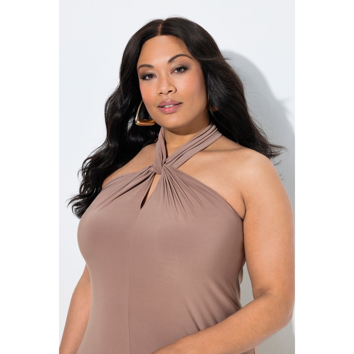 Robe maxi avec drapé marron clair, ULLA POPKEN