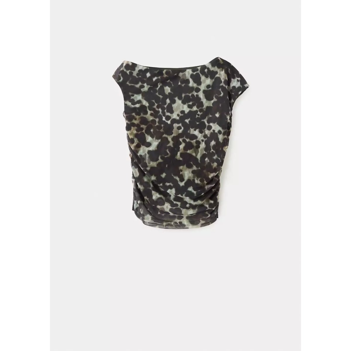 Top asymétrique imprimé gris, MANGO