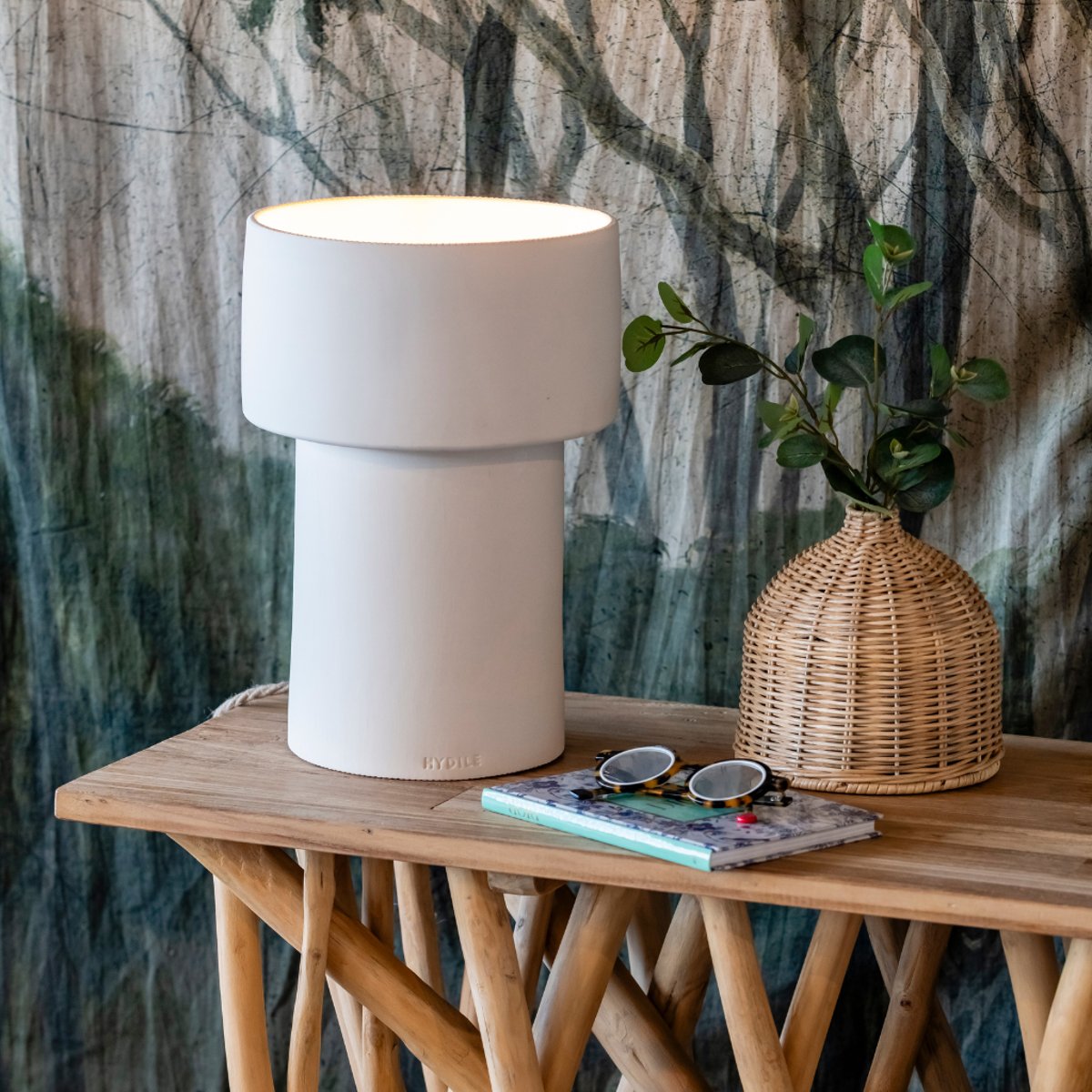 Lampe à poser en terre cuite LUA blanche, HYDILE