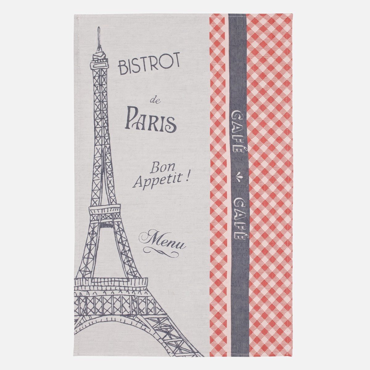 Torchon jacquard en coton TROCADÉRO gris, COUCKE