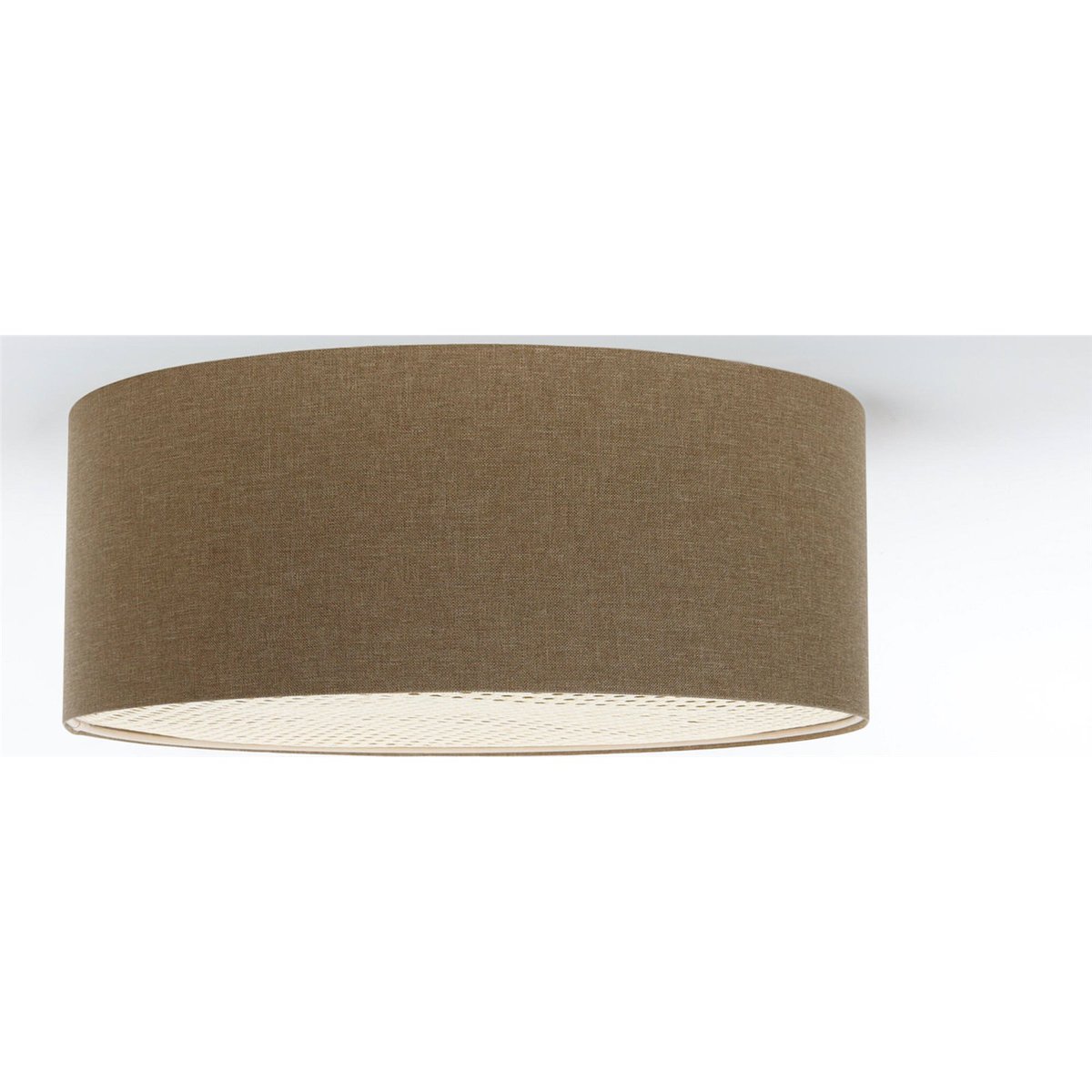 Plafonnier rond en tissu et rotin Boho Elegant beige crème et rotin naturel, BPS KONCEPT