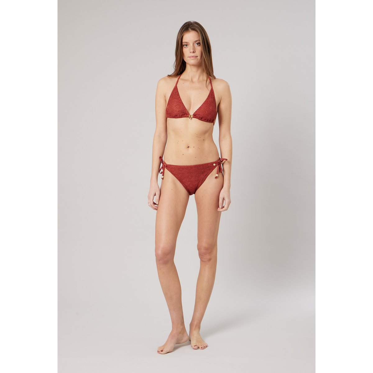 Maillot de bain deux pièces femme effet crochet GARANCE sierra, DEELUXE