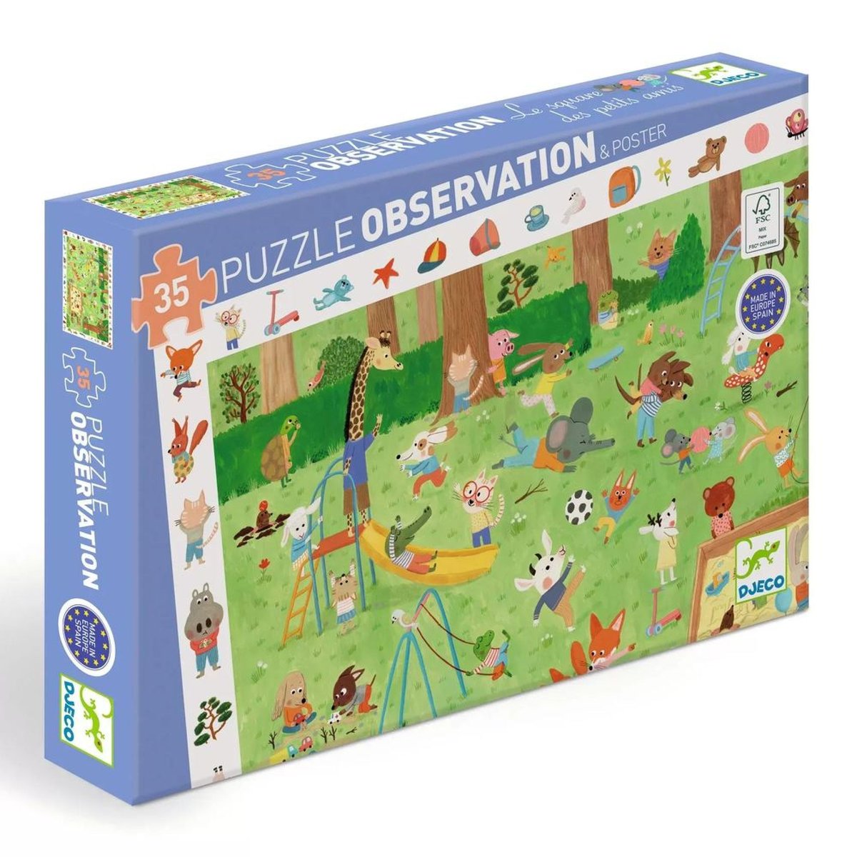 Puzzle Le square des petits amis - 35 pcs - FSC MIX couleur unique, DJECO