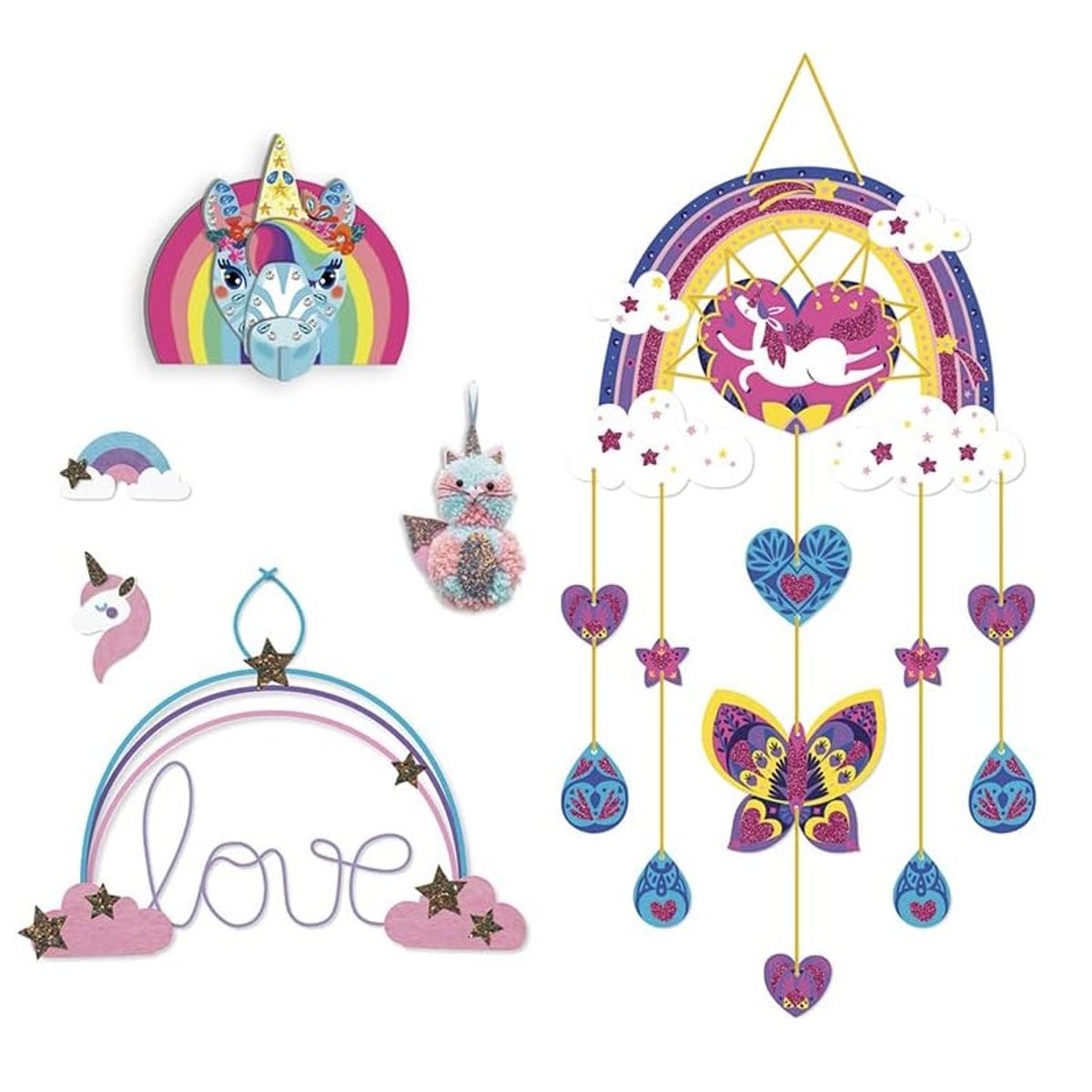 Kit Créatif - Coffret Multi-activités Arc-en-ciel rose, JANOD