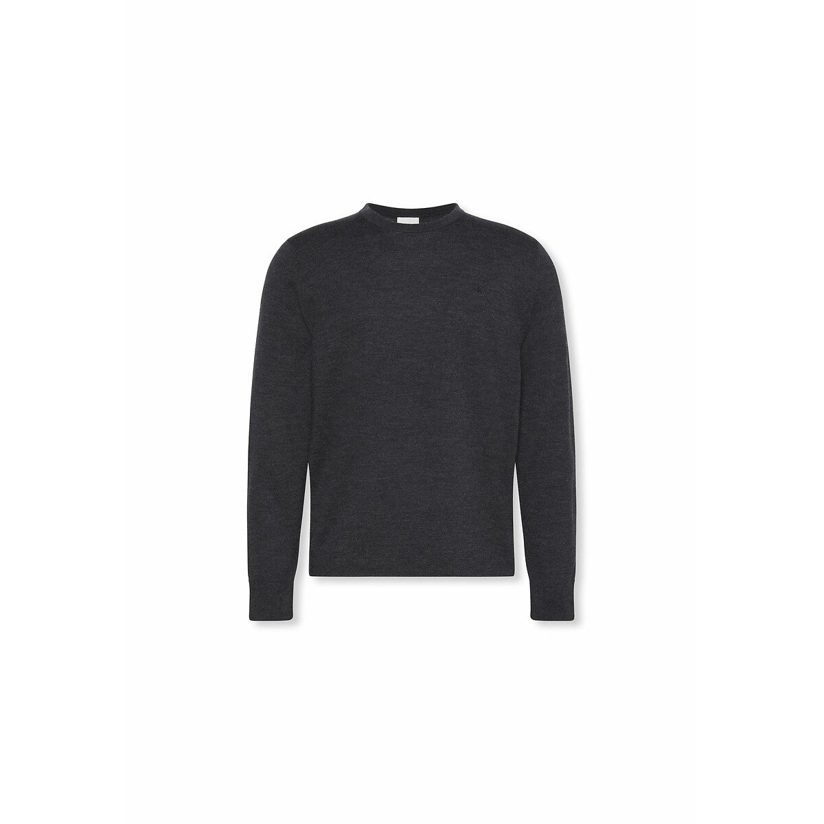 Pull col rond en laine mérinos gris, CALVIN KLEIN