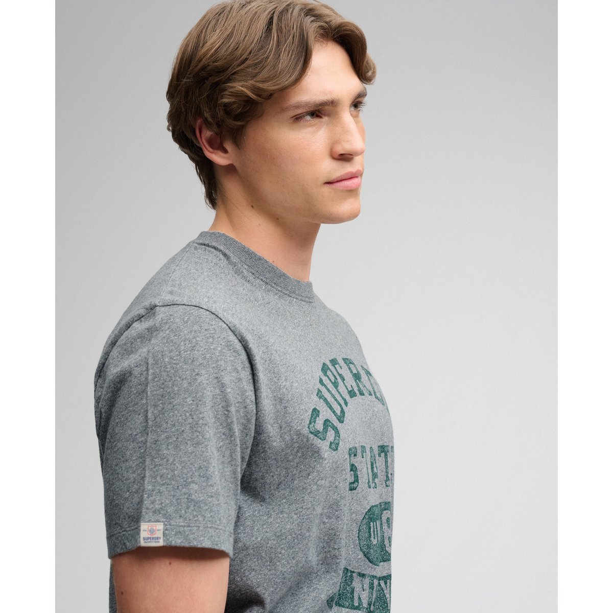 T-shirt Athletic Essentials gris foncé vintage grainé, SUPERDRY