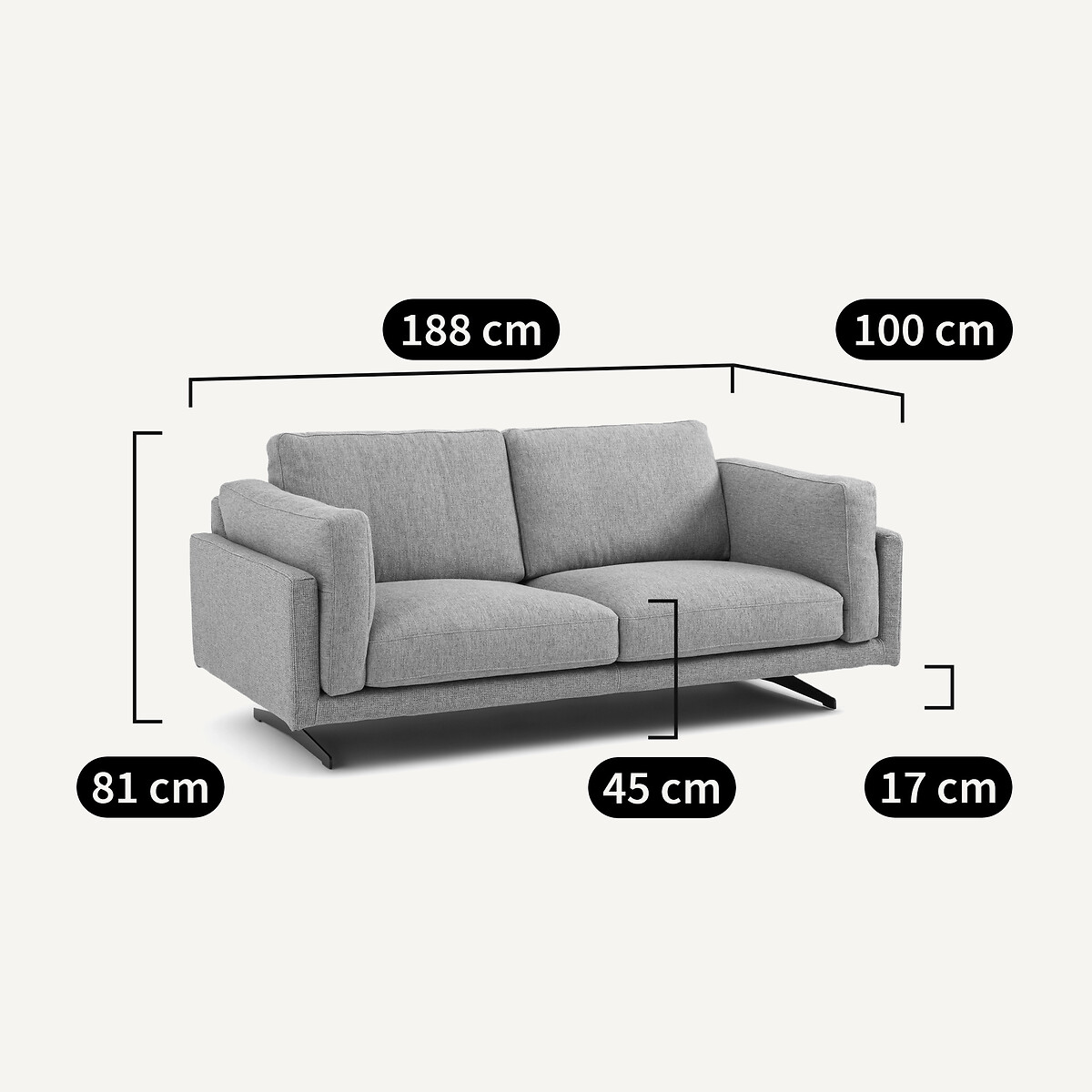 2-zits zetel structuurstof viscose linnen, César naturel, AM.PM
