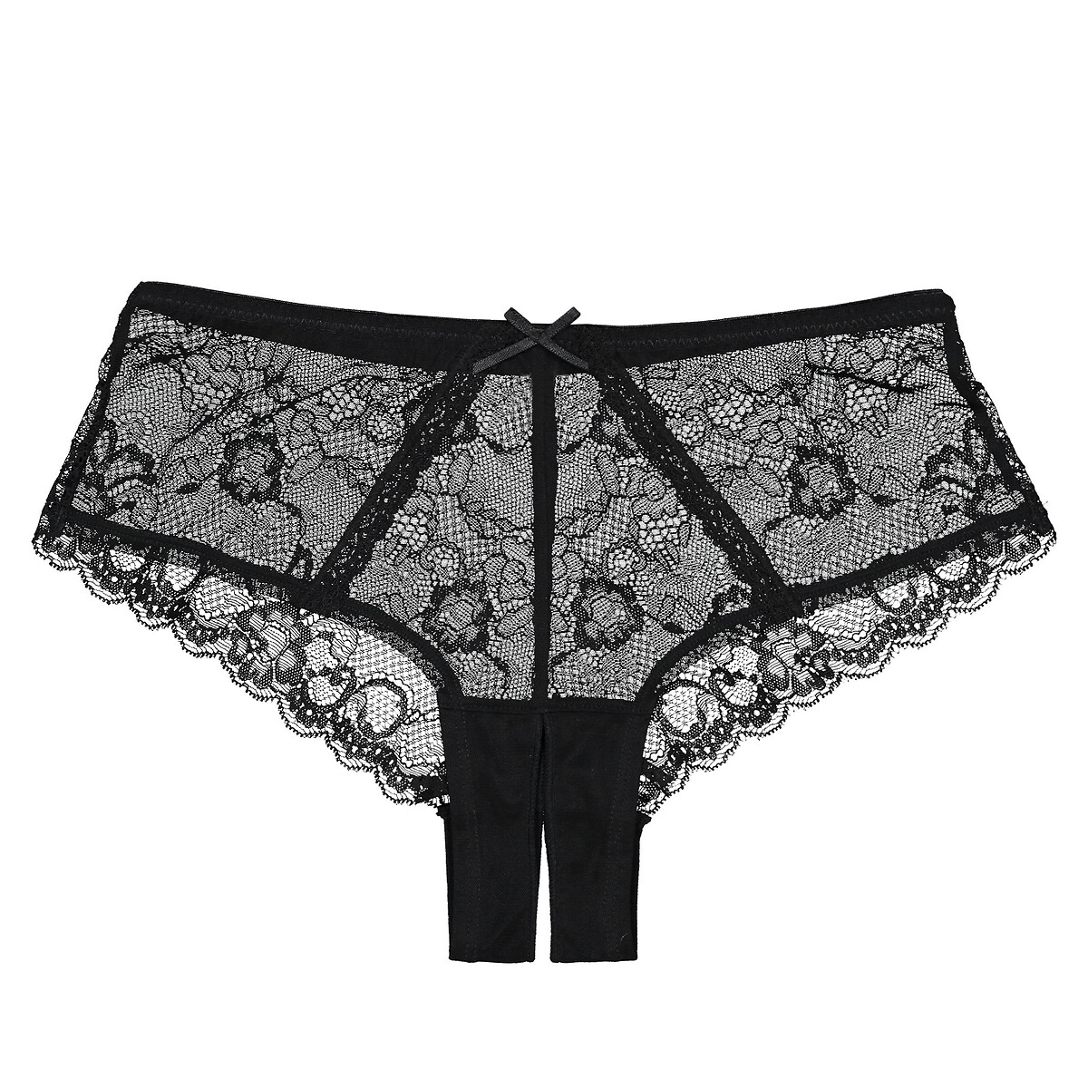 Shorty fendu en dentelle noir, SUITE PRIVEE
