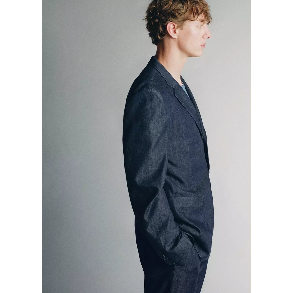 Blazer denim en lyocell et coton italien bleu indigo, MANGO MAN