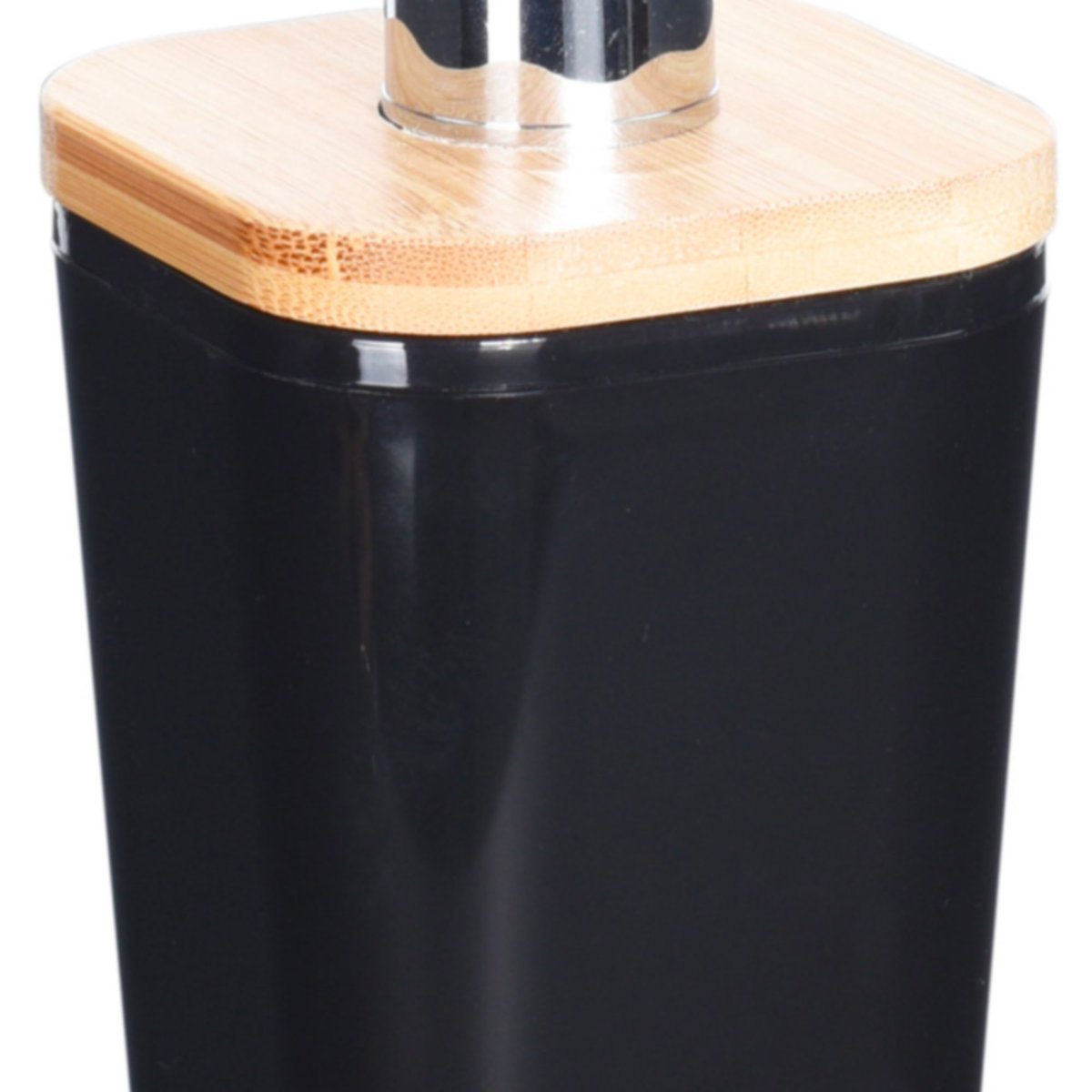Distributeur de savon noir et bambou - 7.5x7.5x17.5cm noir, WADIGA
