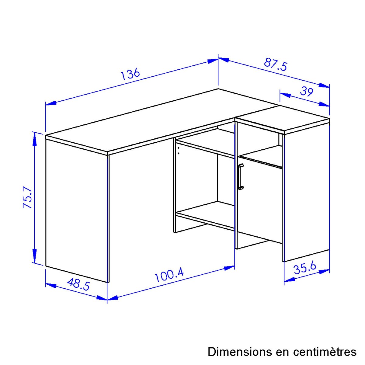 Bureau d'angle LIVERPOOL beige, DIAGONE