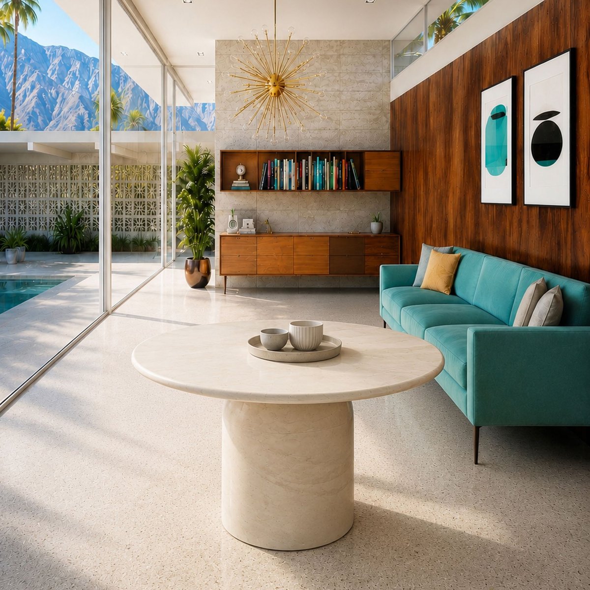 Table ronde 120cm effet béton, MINERAL couleur unique, NOW'S HOME