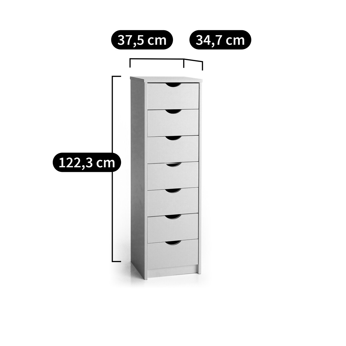 Cassettiera o settimanale, Crawley bianco laccato , SO'HOME