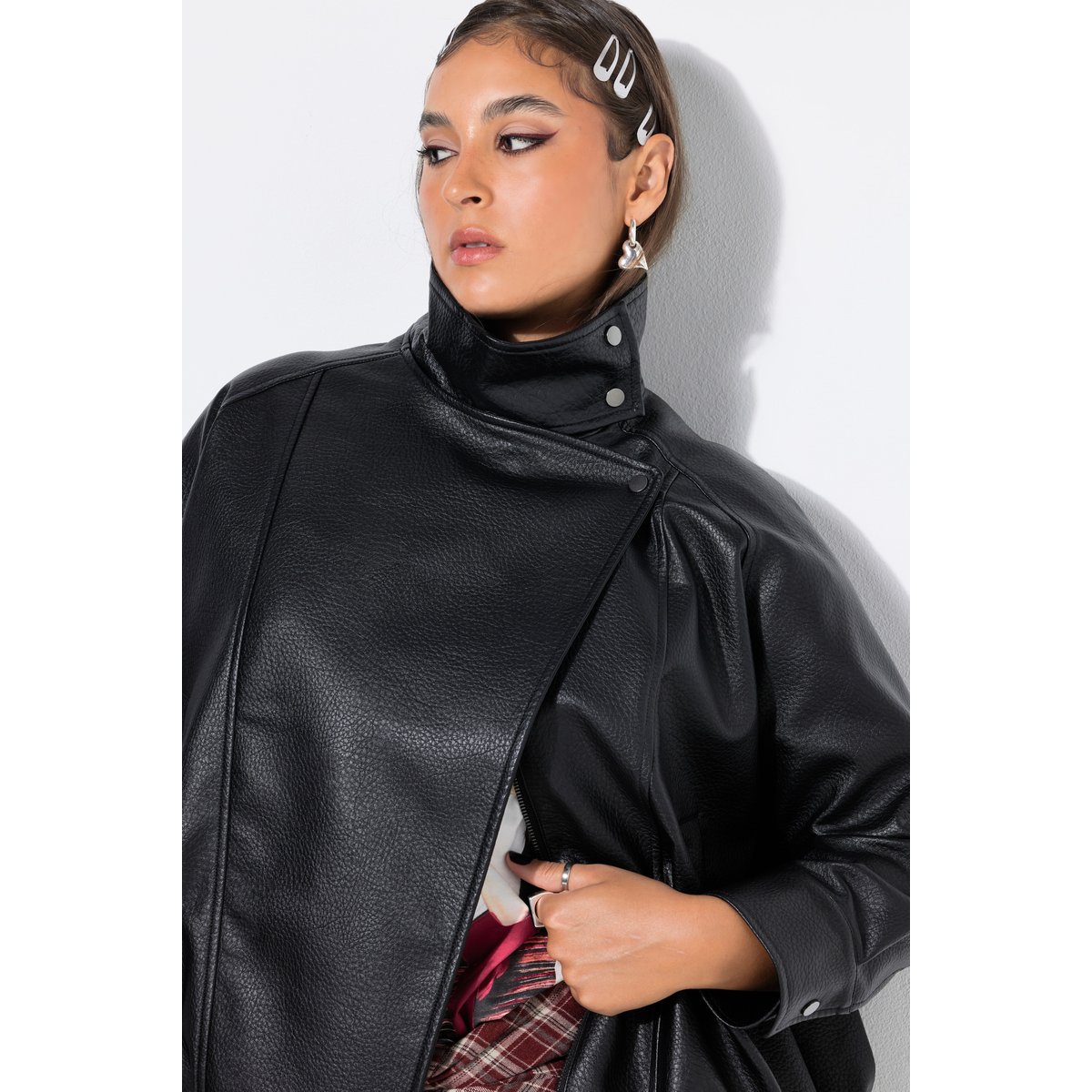 Veste en simili-cuir, coupe blouson noir, STUDIO UNTOLD