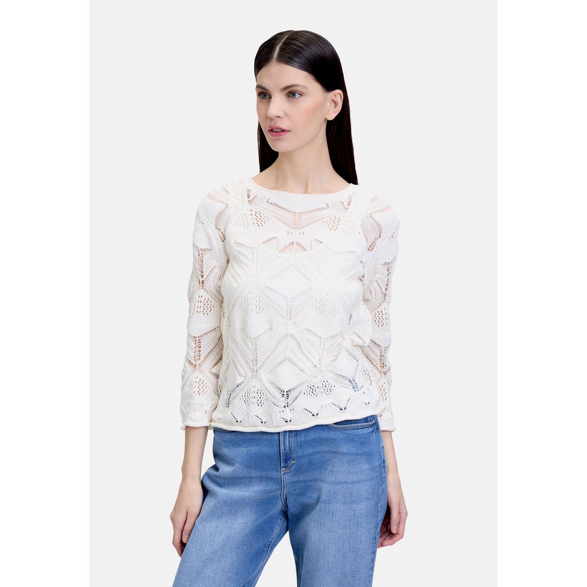 Pull-over en maille à encolure ronde pearled ivory, CARTOON