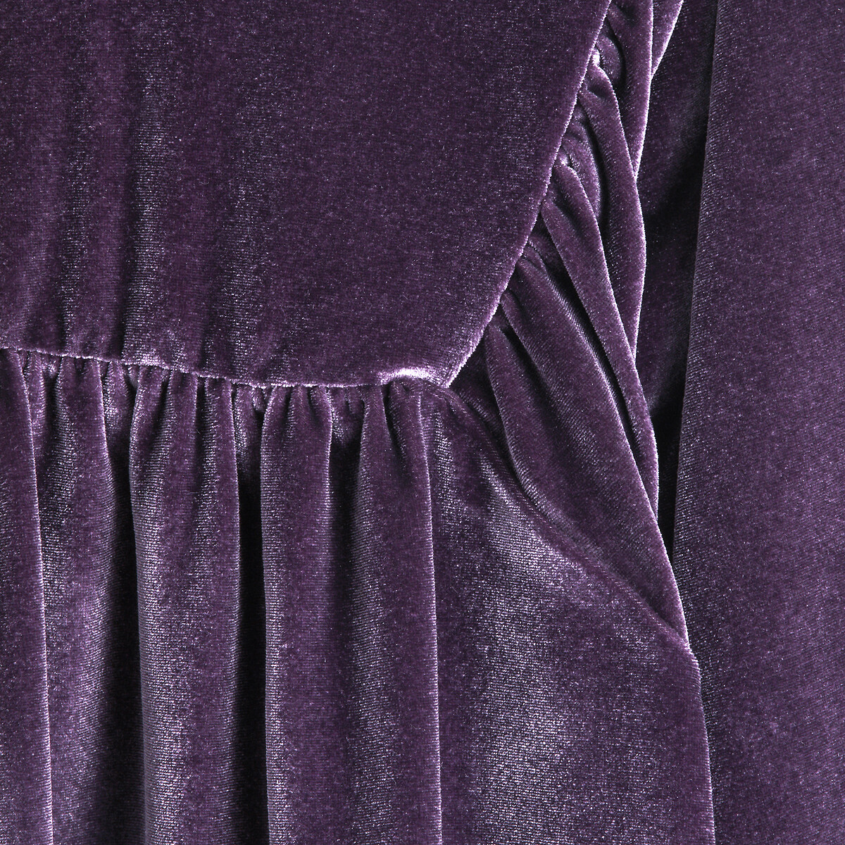 Velour Long Sleeve Dress purple, LA REDOUTE COLLECTIONS