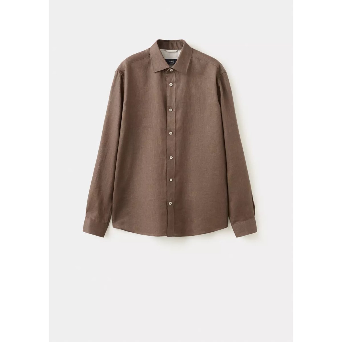 Chemise regular fit 100 % lin chocolat, MANGO MAN