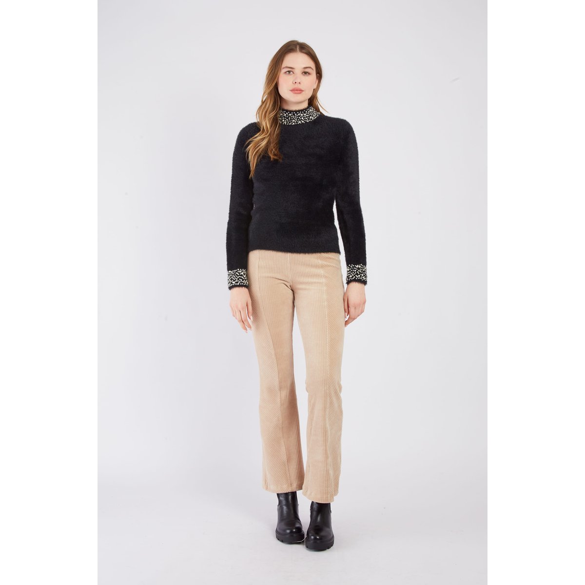 Pull en maille poilue AGNES noir, DERHY