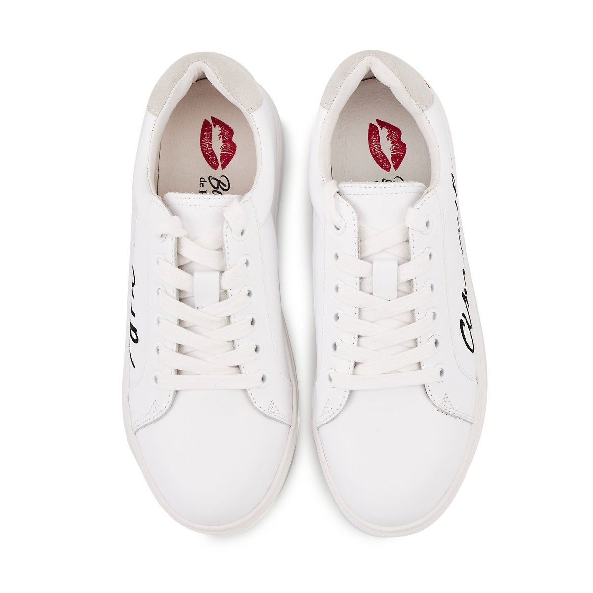 Baskets En Cuir Simone Amour blanc, BONS BAISERS