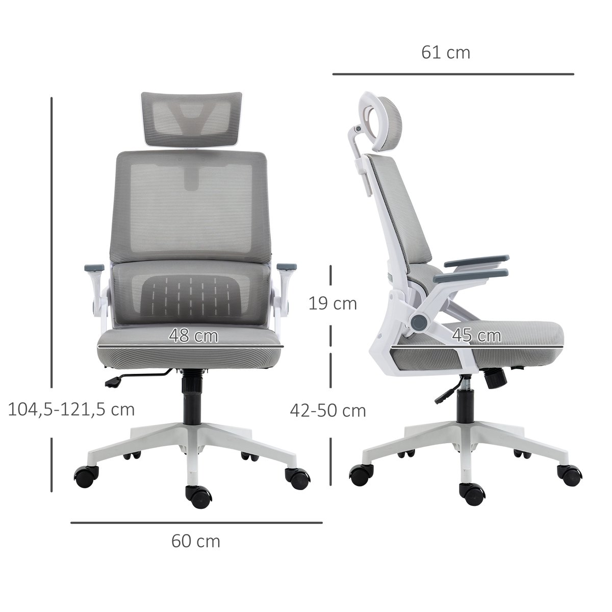 Chaise de bureau Maille Gris gris, HOMCOM