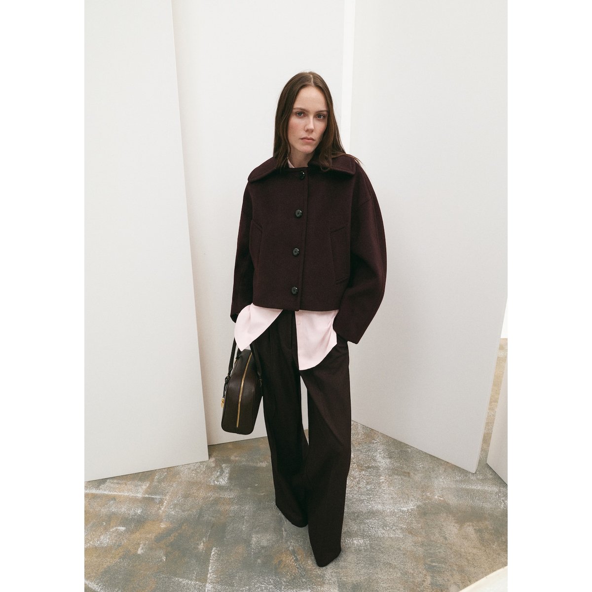 Veste laine col classique grenat, MANGO