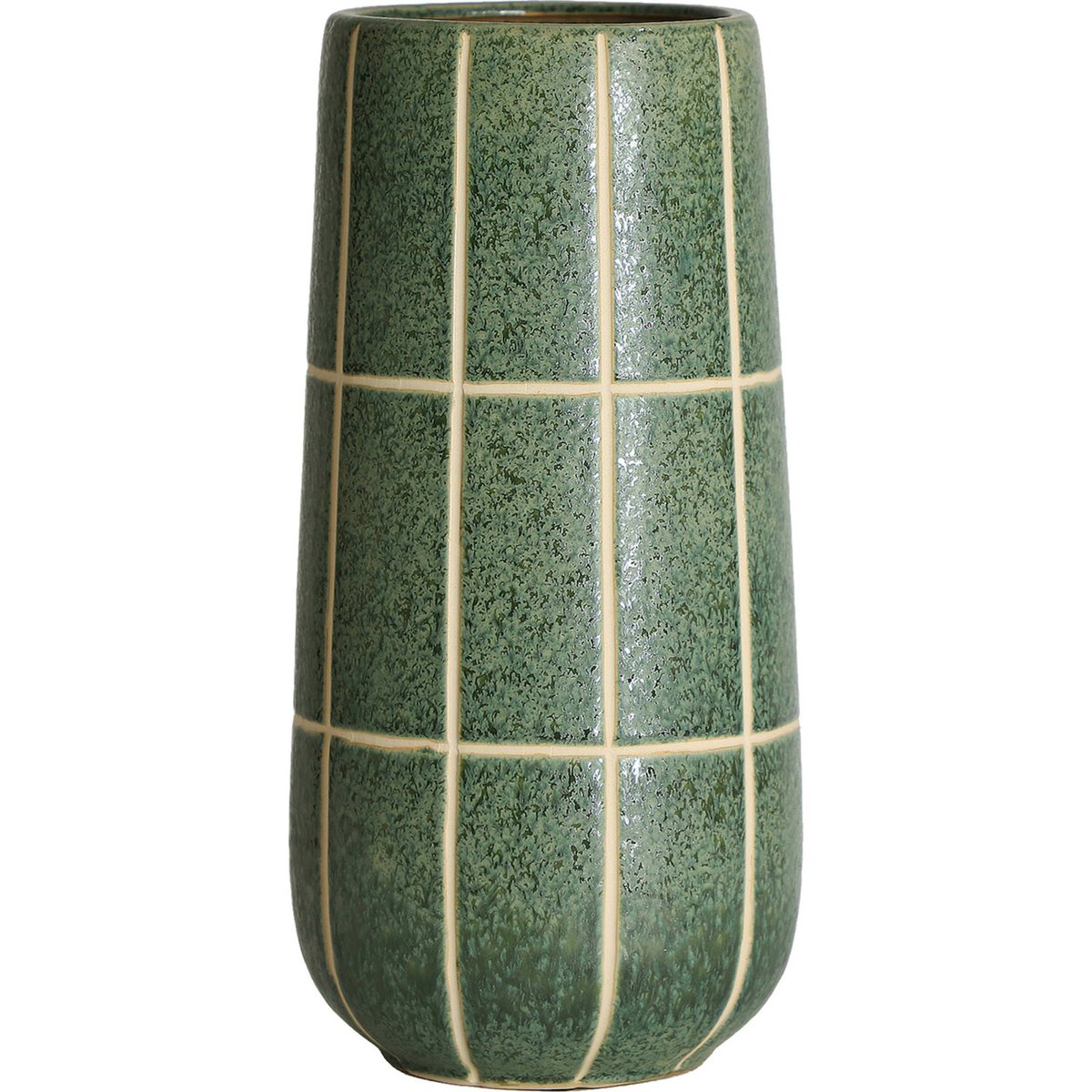 Vase céramique collection S.TANK vert mat avec lignes claires, RECOLLECTION