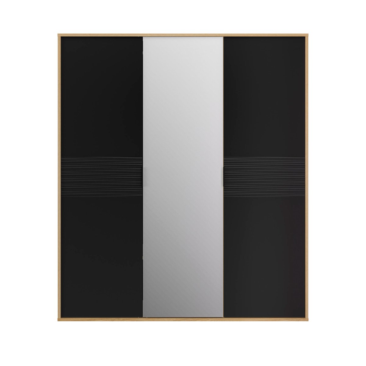 Armoire 3 portes mat avec miroir central beige, GAMI