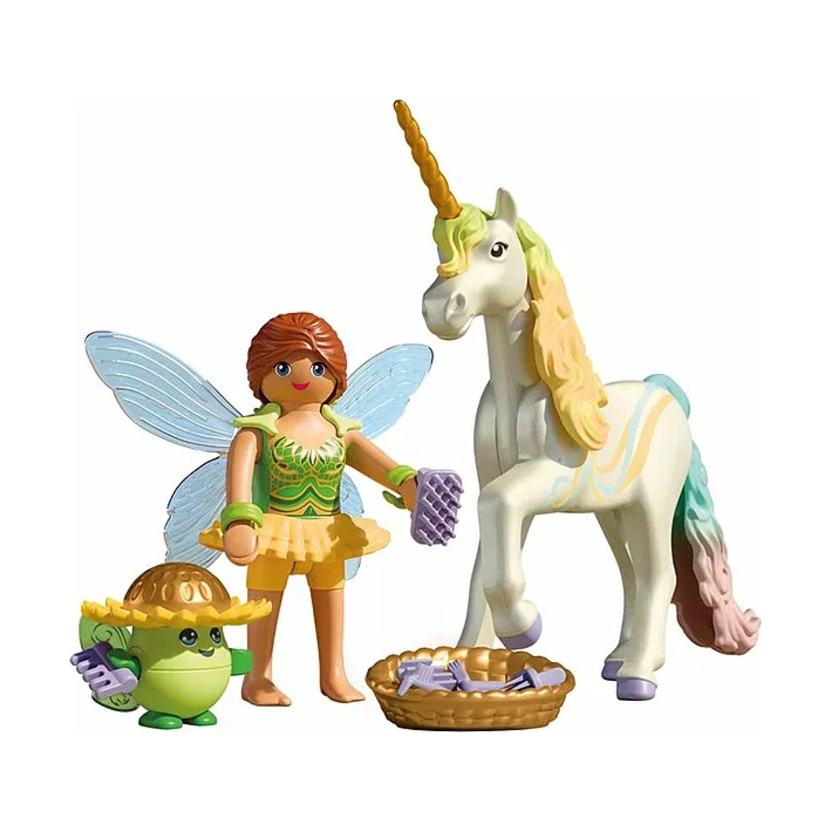 Magic Unicorns Licorne Fleur d'arc-en-ciel avec fée multicolore, PLAYMOBIL
