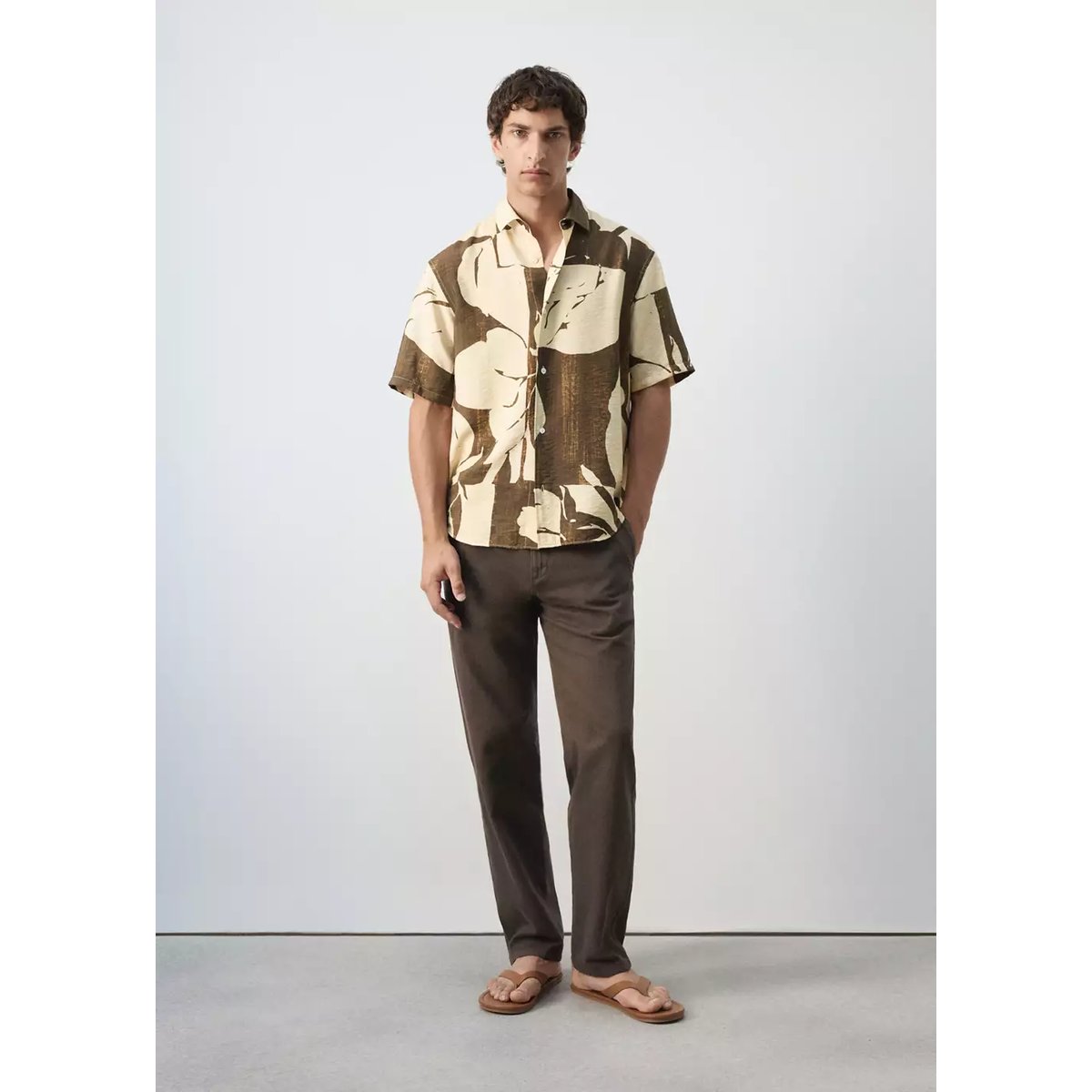 Chemise relaxed-fit imprimé vanille, MANGO MAN