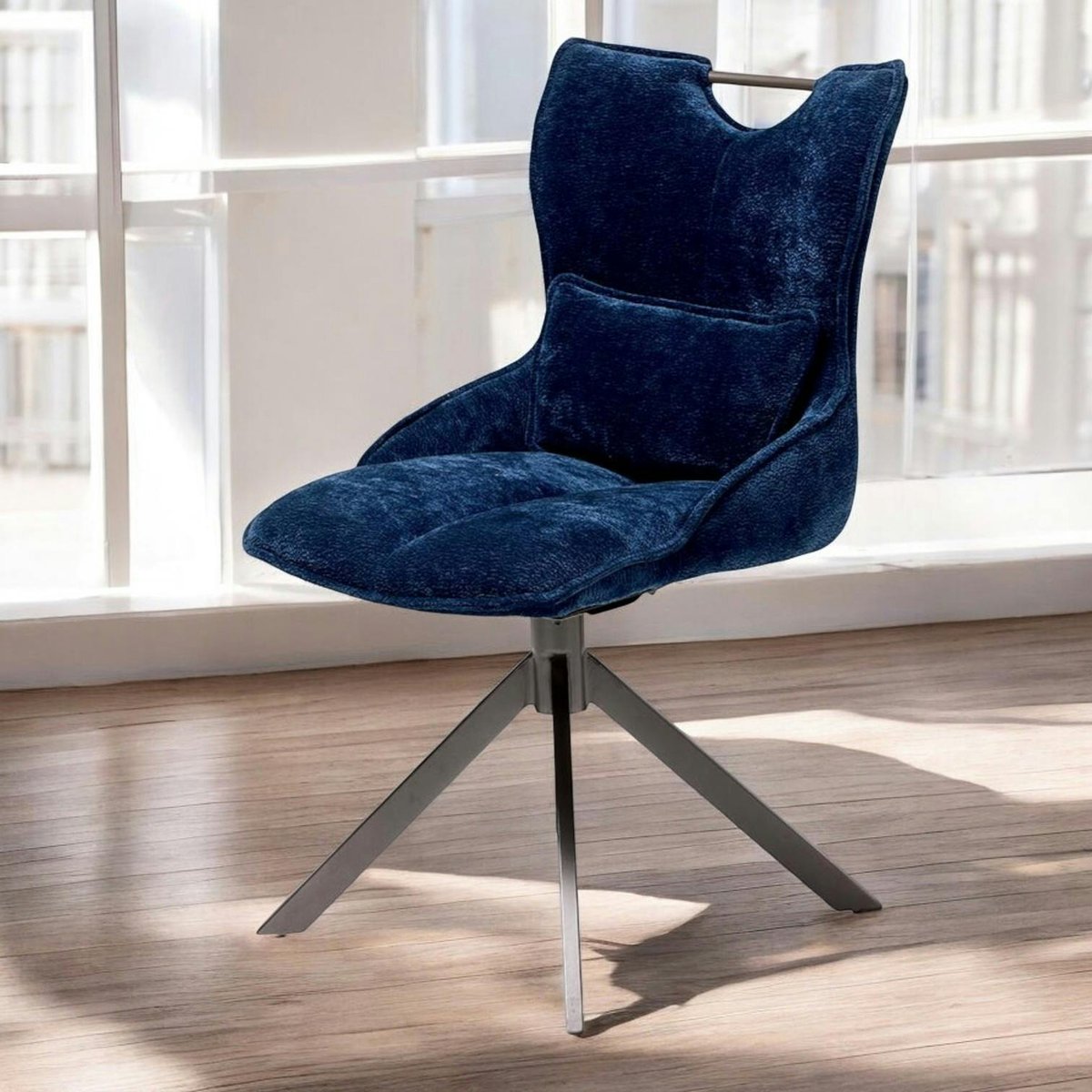 Chaise pivotante coussin et poignée tissu bleu (lot de 2) IENA bleu marine, PIER IMPORT