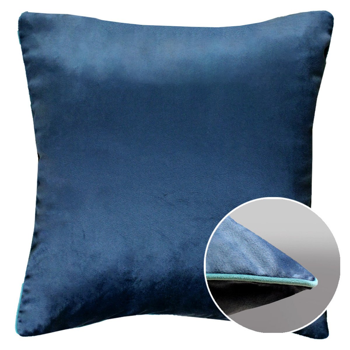 Housse de coussin polyester antitache VELOURS UNI titane-givre, GARNIER THIEBAUT