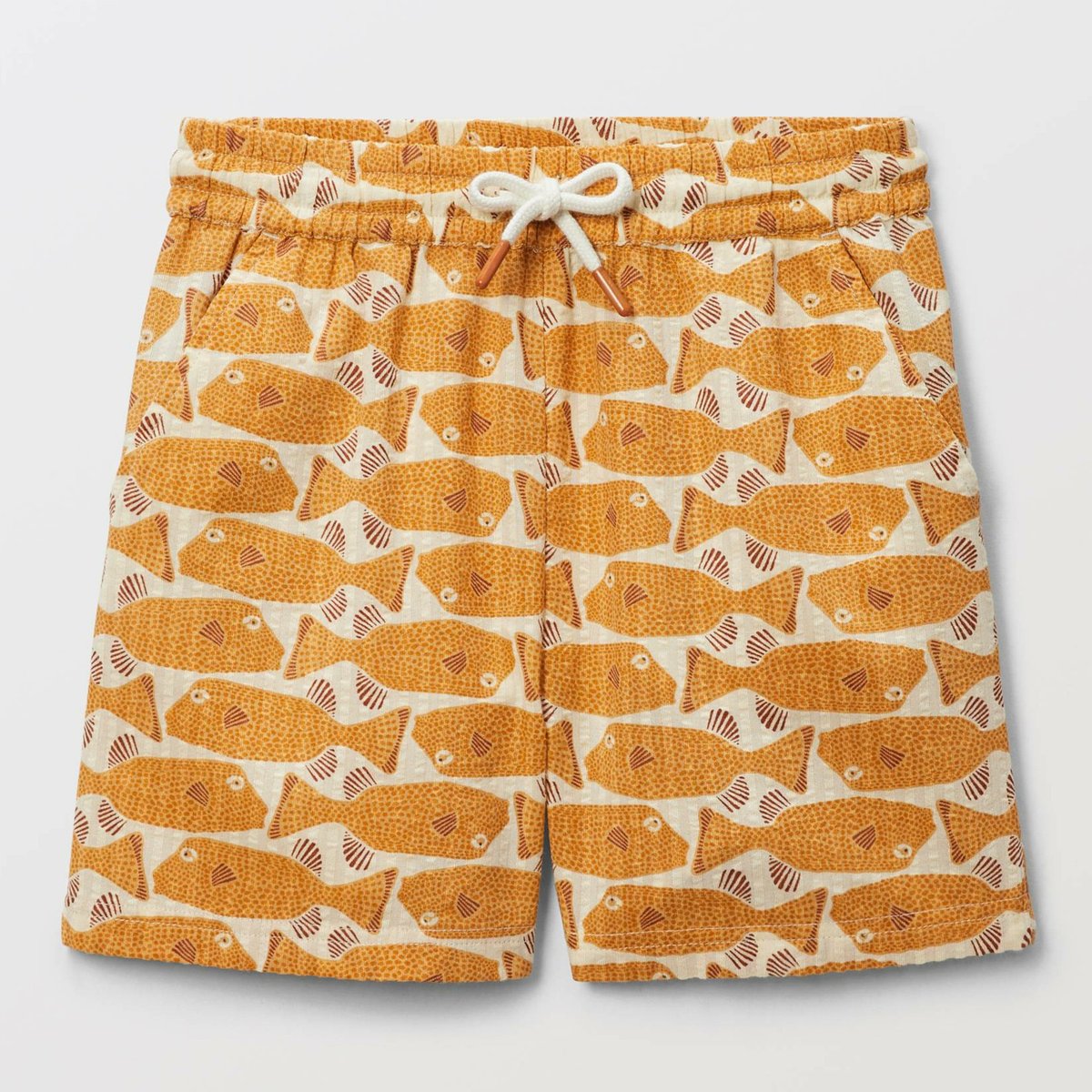 Short élastiqué imprimé en coton BIO GOTS safran, MONOPRIX