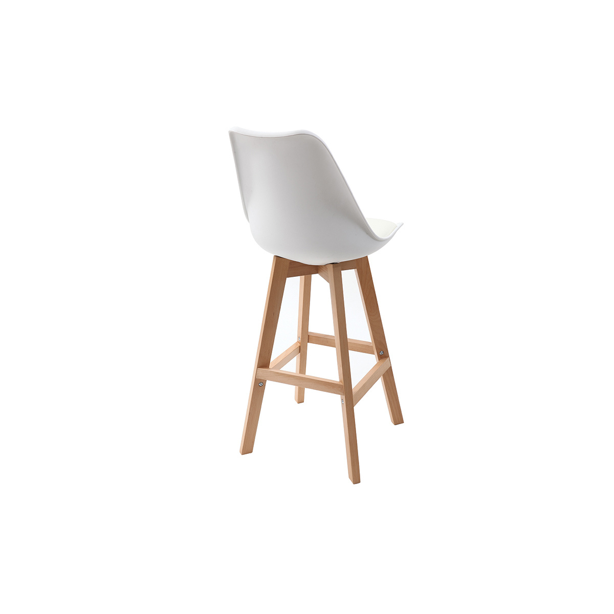 Tabourets de bar design blanc et bois H65 cm (lot de 2) PAULINE blanc, MILIBOO
