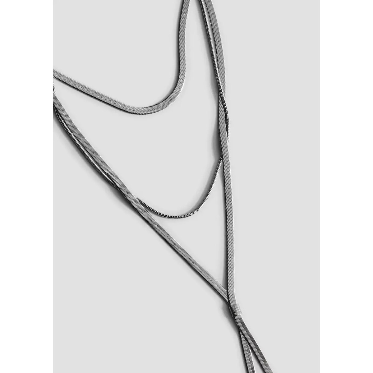 Collier cascade bi-matière argent, MANGO