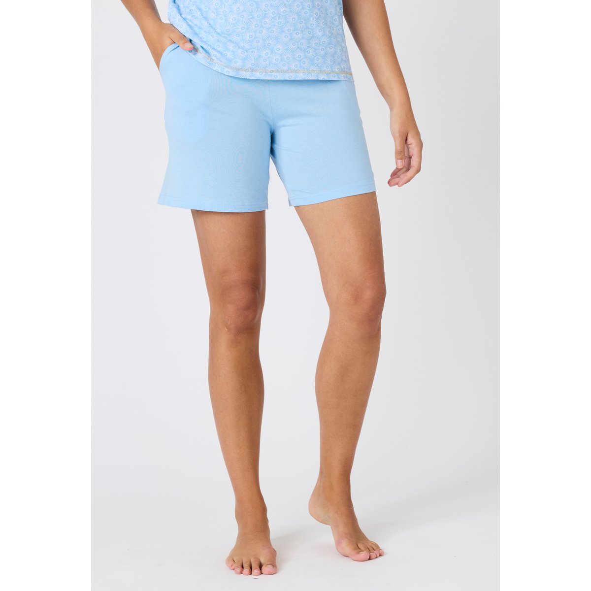 Pyjashort pur coton peigné bleu graphique, DAMART