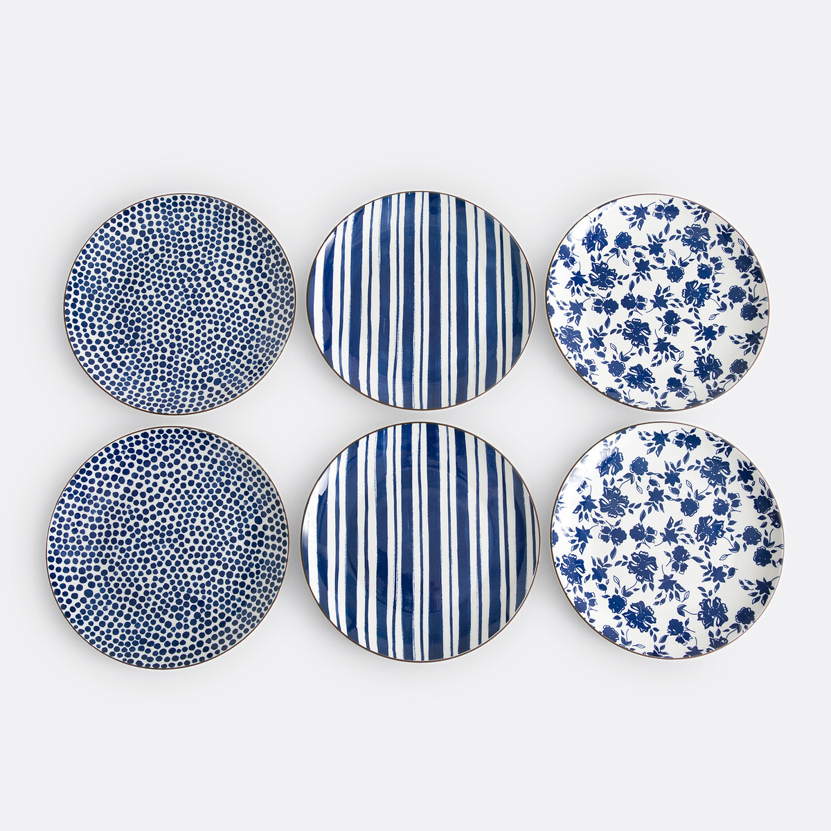 Service de 18 assiettes en porcelaine, Sienna bleu/blanc, LA REDOUTE INTERIEURS