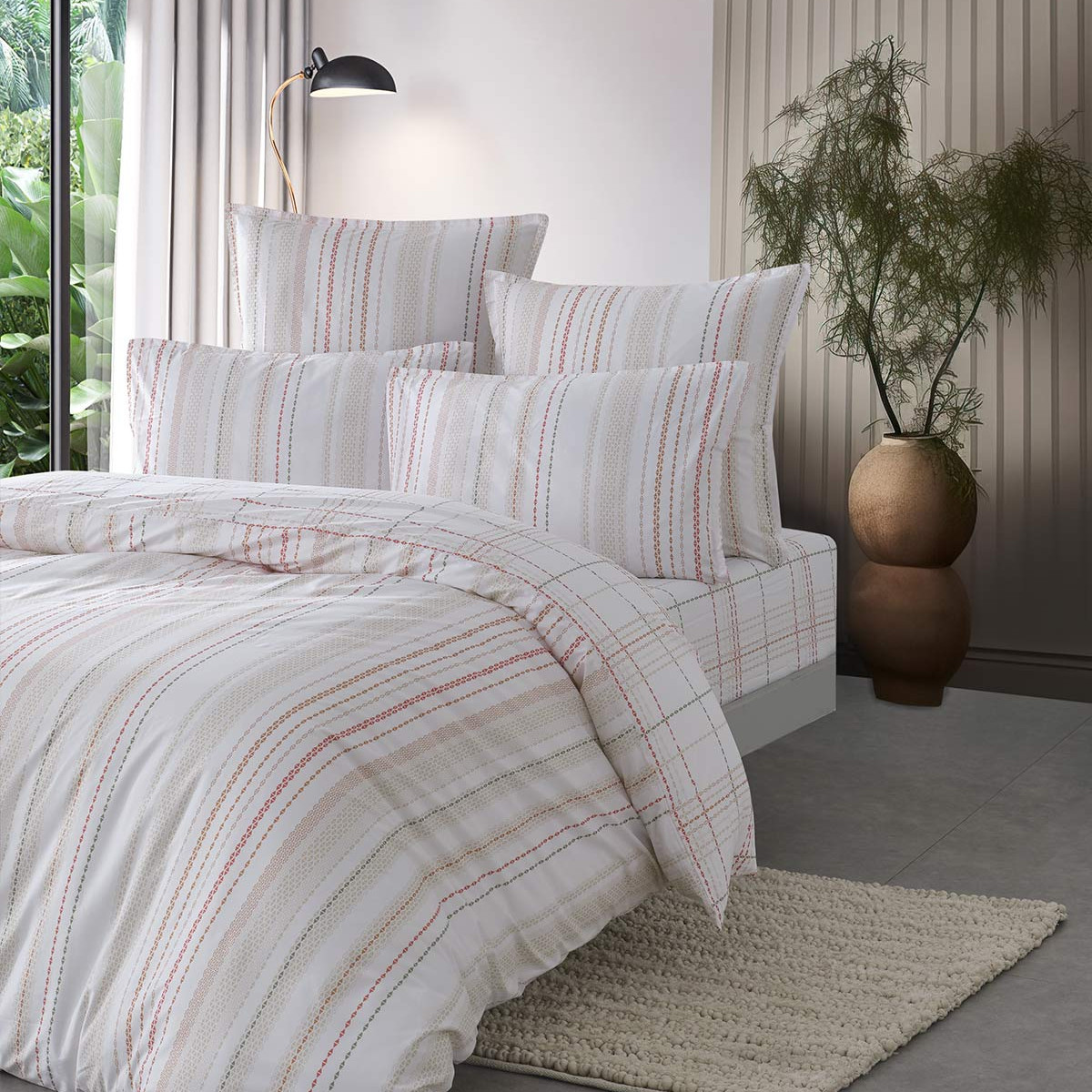 Drap housse en percale de coton bonnet 30 cm GOTI blanc, SENSEI MAISON