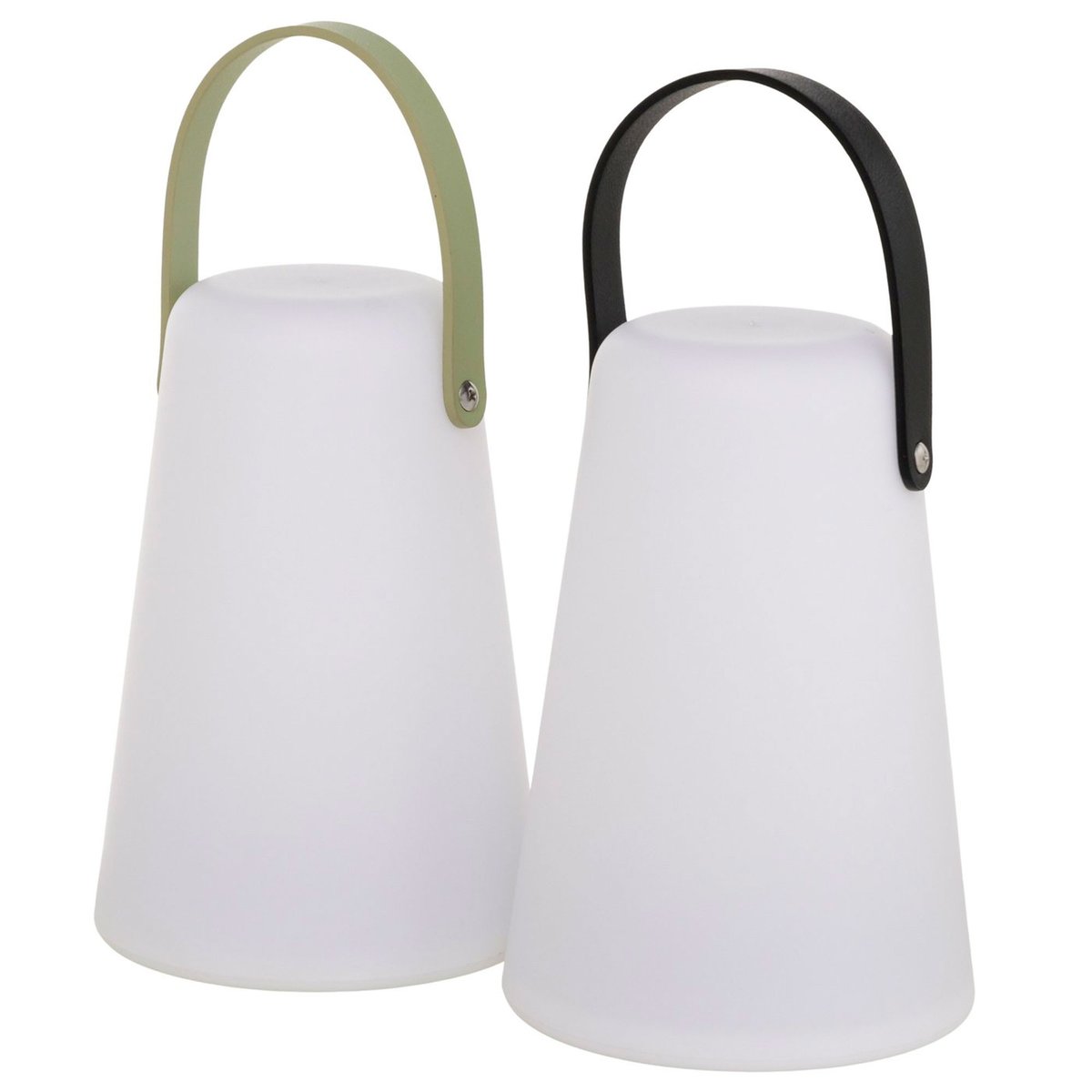 Set de 2 lanternes extérieures LED blanc, noir et vert 13.5x13.5x20.5cm blanc, WADIGA