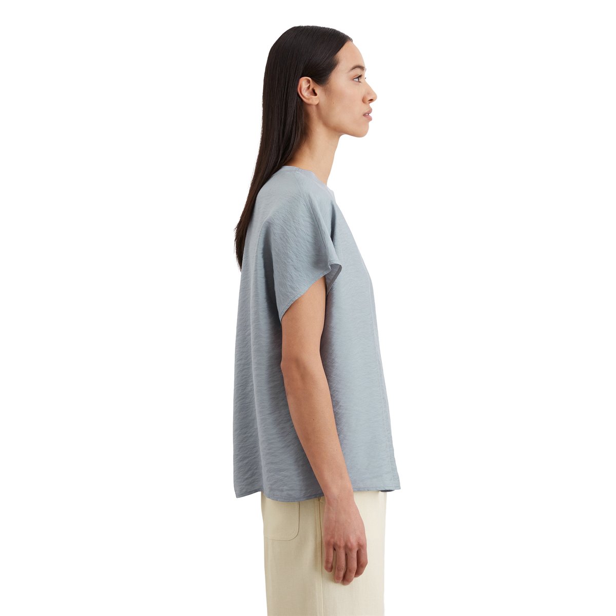 Chemisier régulier en viscose mélangée Crinkle bleu clair, MARC O'POLO